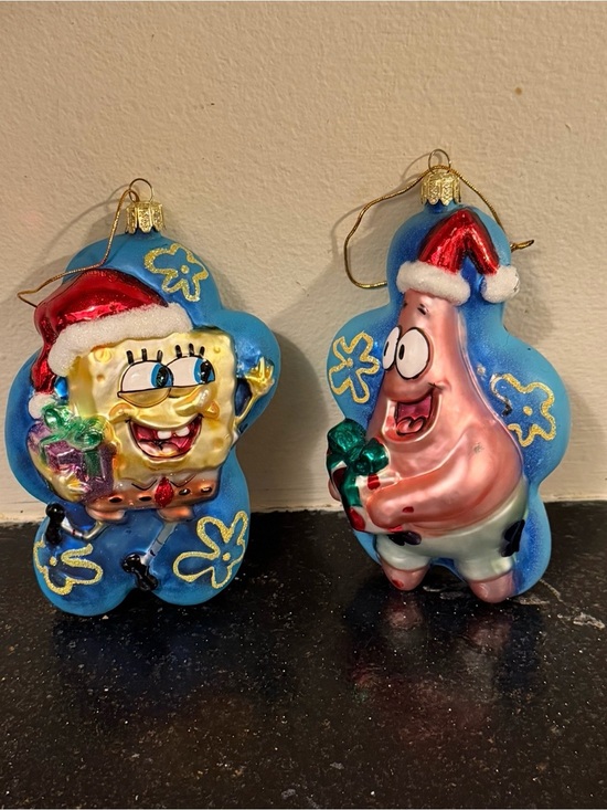 Other - Viacom SpongeBob & Patrick Glass Christmas Ornament Set Of Two